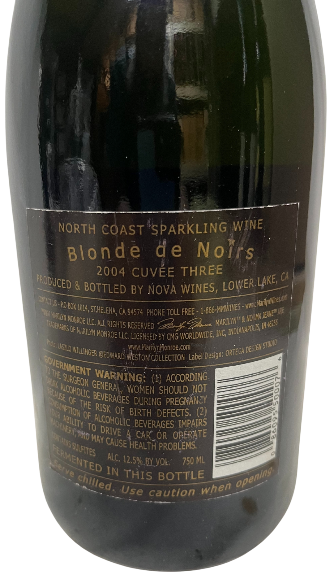 2004 Marilyn Monroe Blonde de Noirs Cuvee Three North Coast Sparkling Wine- Scratch and Dent