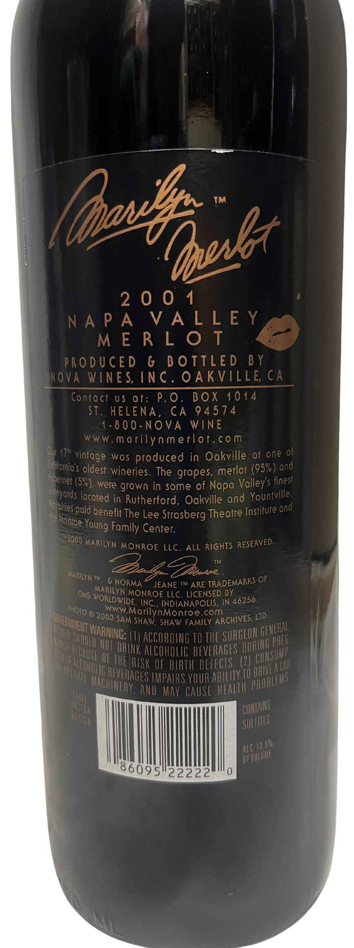 2001 Marilyn Merlot Napa Valley Merlot - Scratch and Dent