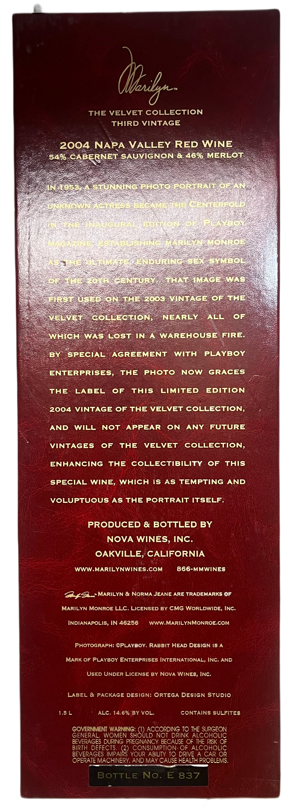2004 Marilyn Merlot Napa Valley Velvet Collection Merlot - Scratch and Dent