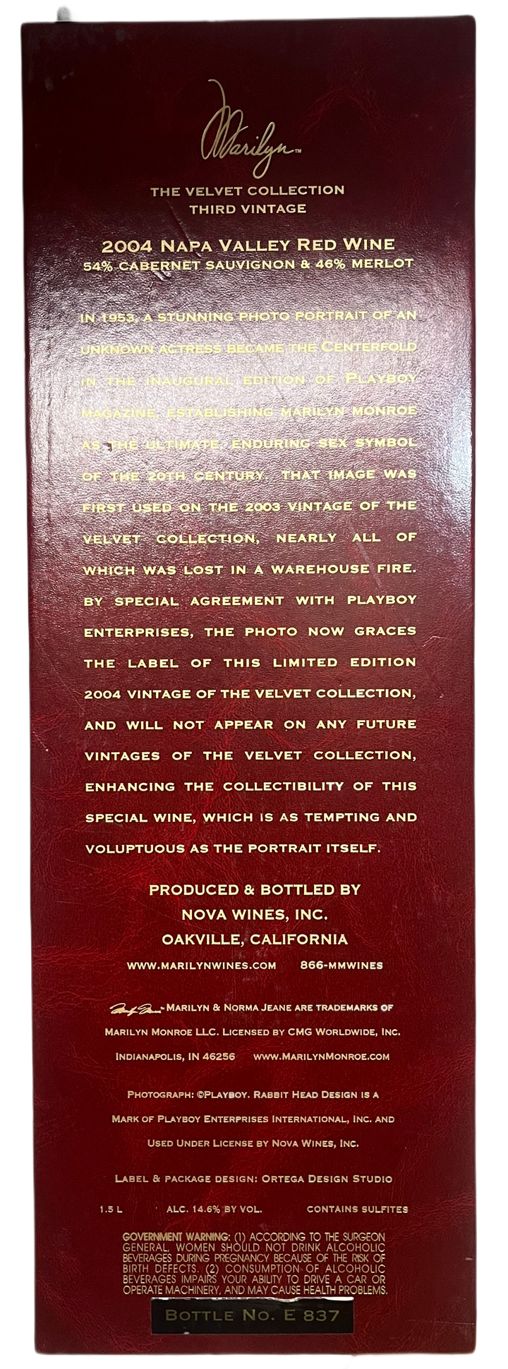 2004 Marilyn Merlot Napa Valley Velvet Collection Merlot - Scratch and Dent
