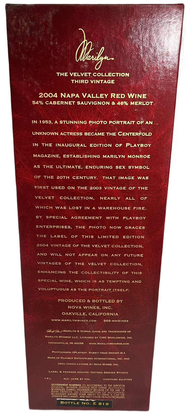 2004 Marilyn Merlot Napa Valley Velvet Collection Merlot - Scratch and Dent