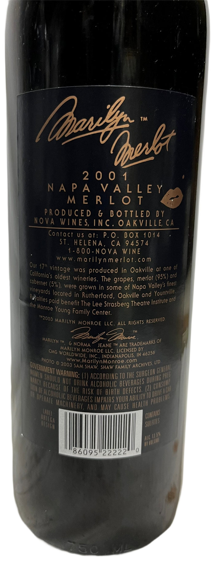 2001 Marilyn Merlot Napa Valley Merlot - Scratch and Dent