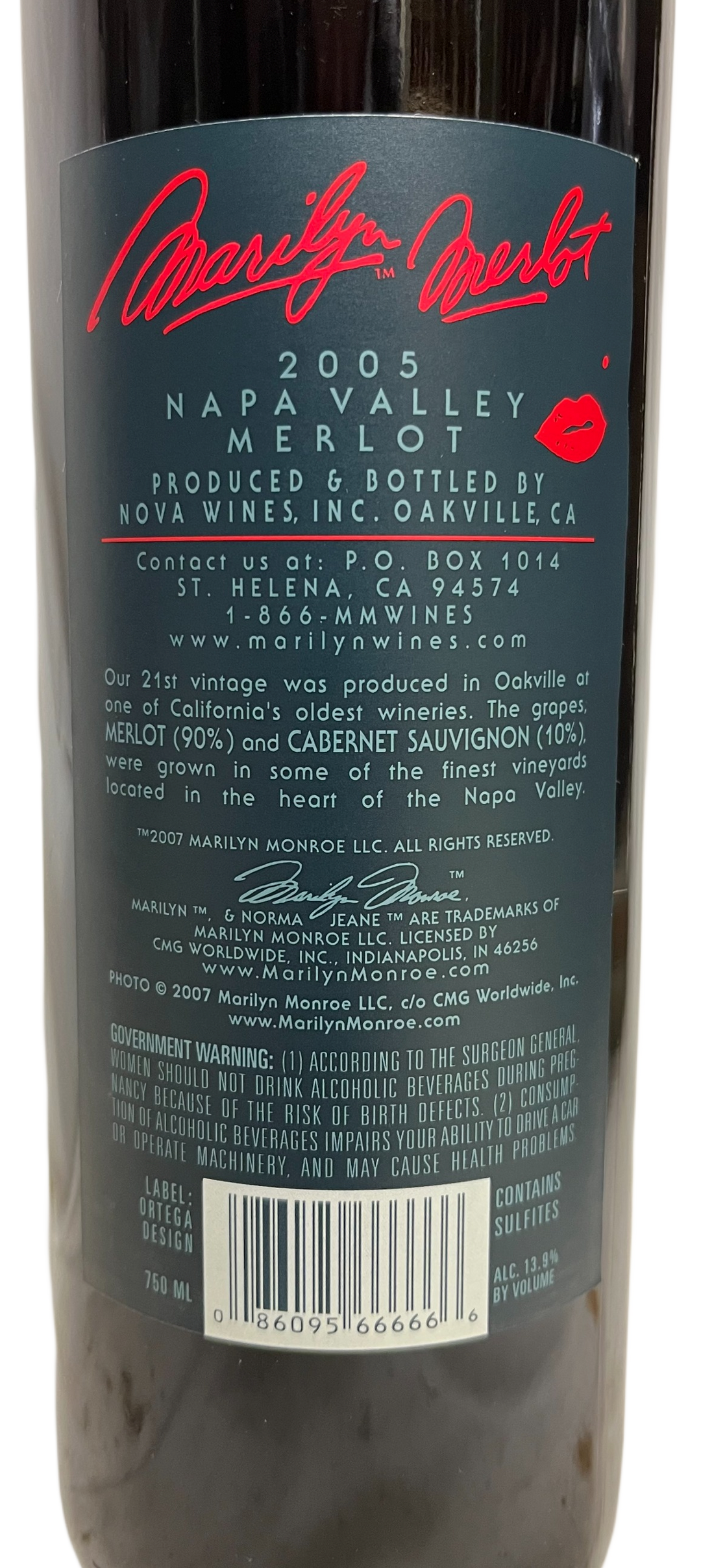 2005 Marilyn Merlot Napa Valley Merlot - Scratch and Dent