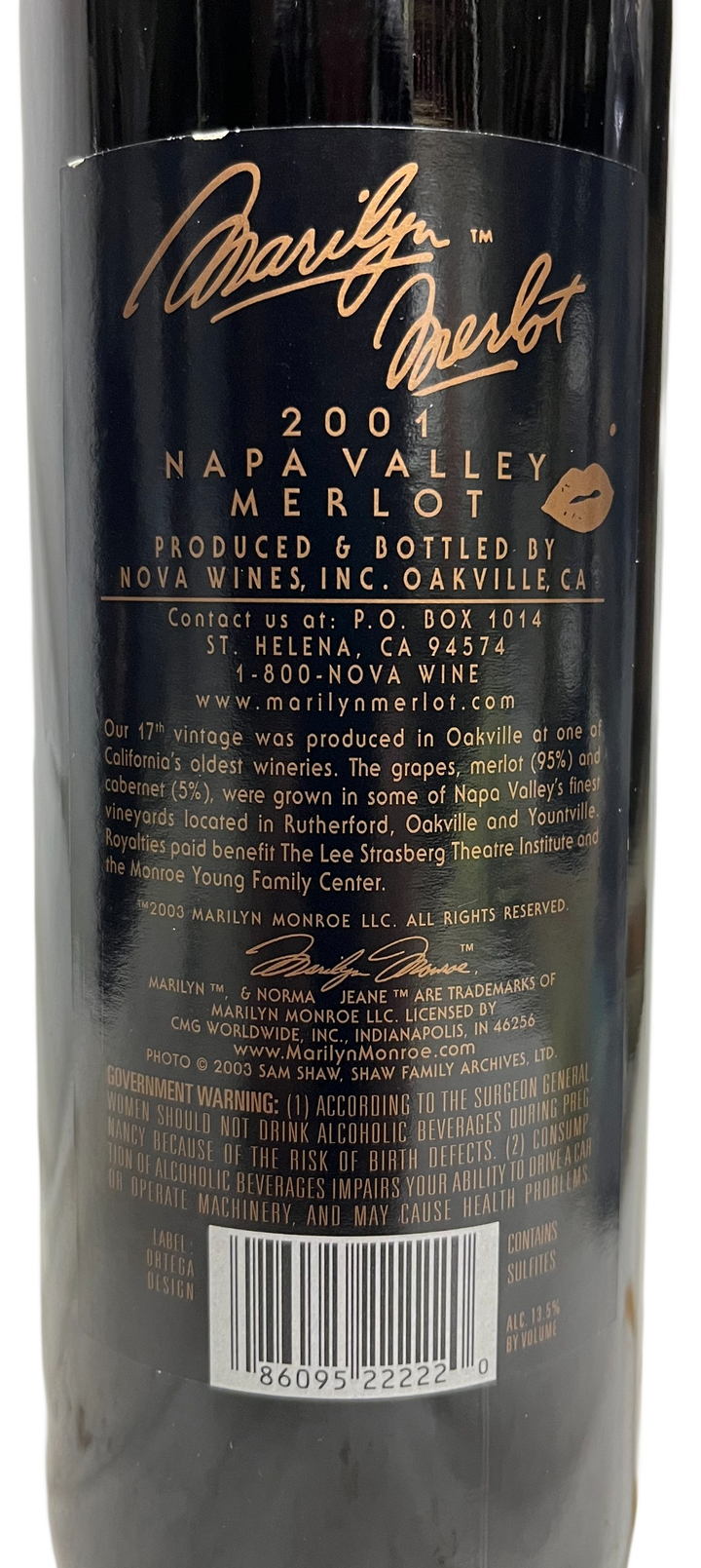 2001 Marilyn Merlot Napa Valley Merlot - Scratch and Dent