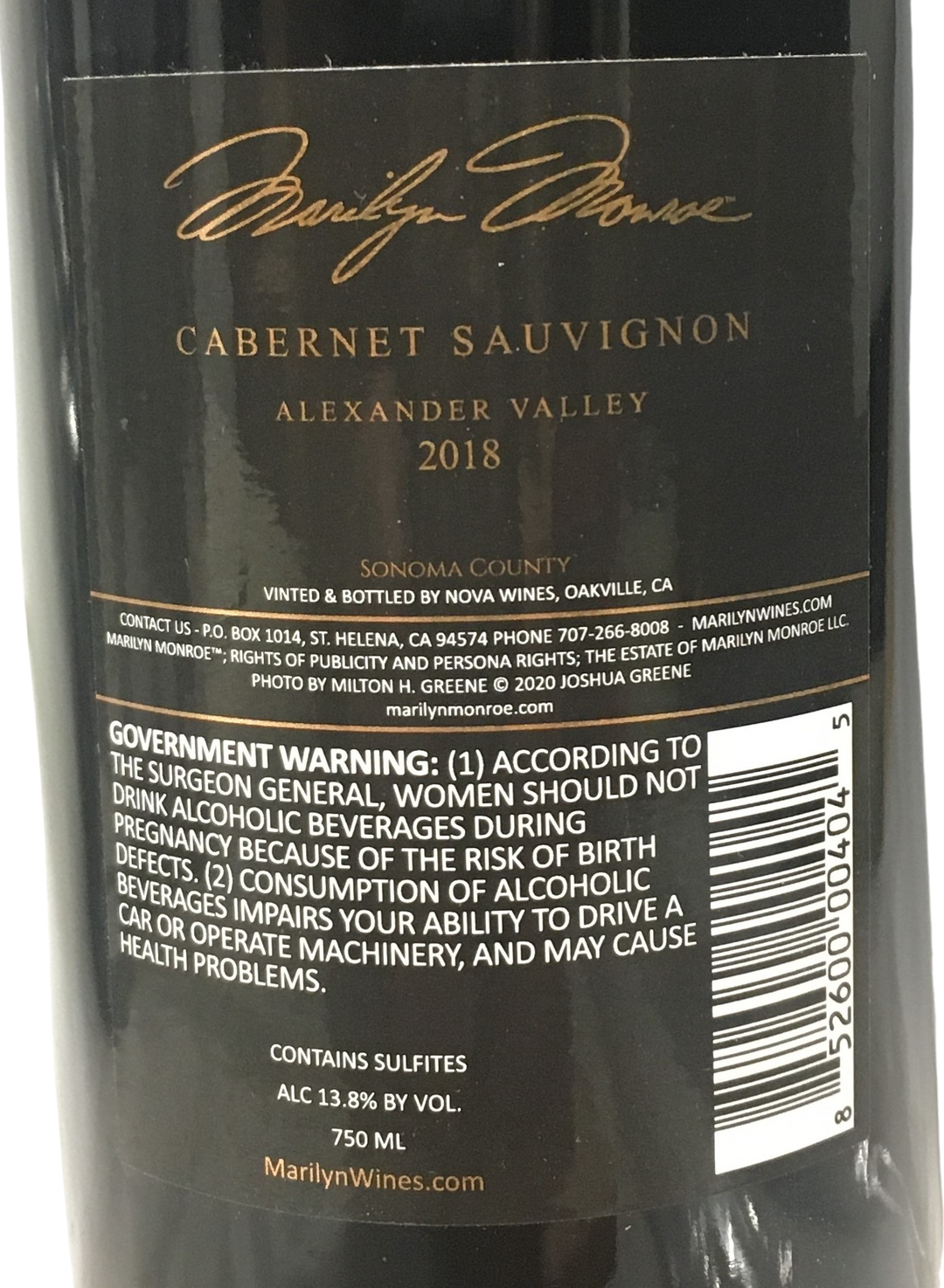 2018 Marilyn Cabernet Napa Valley Cabernet